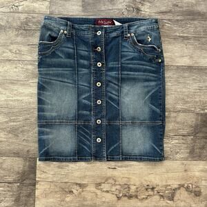 Y2K Baby Phat Women’s Size 13 Denim Button Down Front Mini Skirt